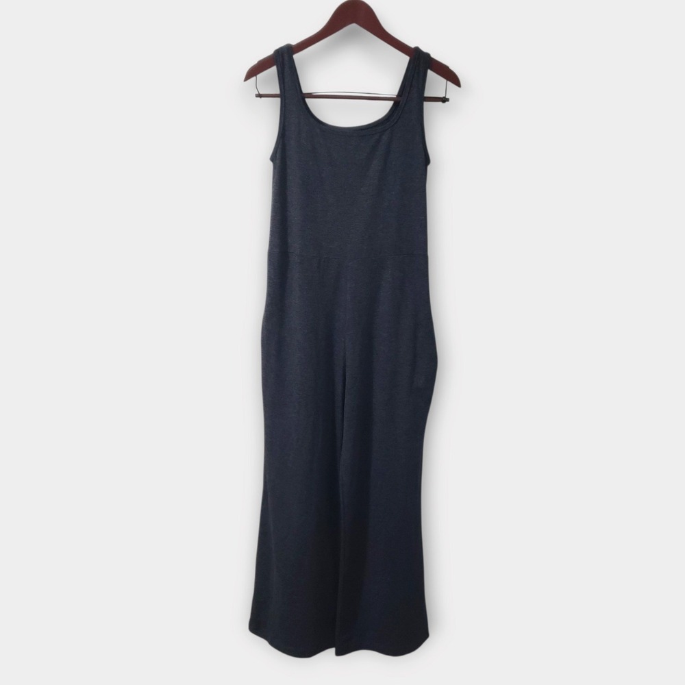KiraGrace Womens Wide Leg Yoga Jumpsuit Gray Medium Sleeveless Pockets *No Belt*